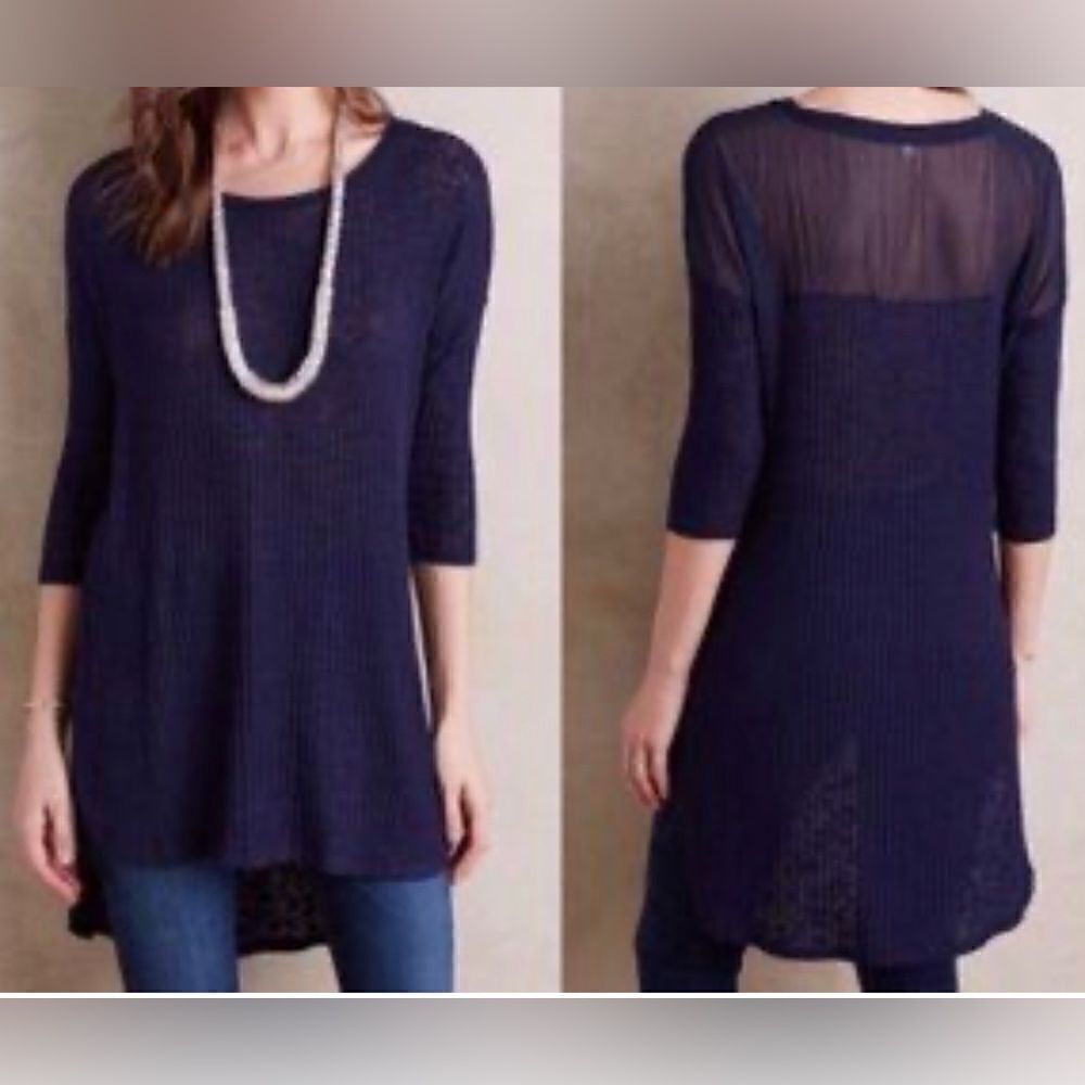 Deep Blue, Anthropologie Pure+Good Esplanade Top. High-low hem